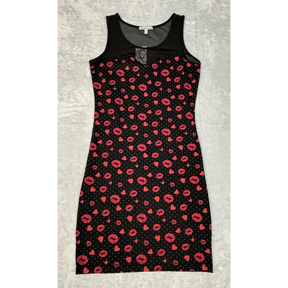 Charlotte Russe Women’s Size Small Hearts & Kisses Polka Dot Mini Dress